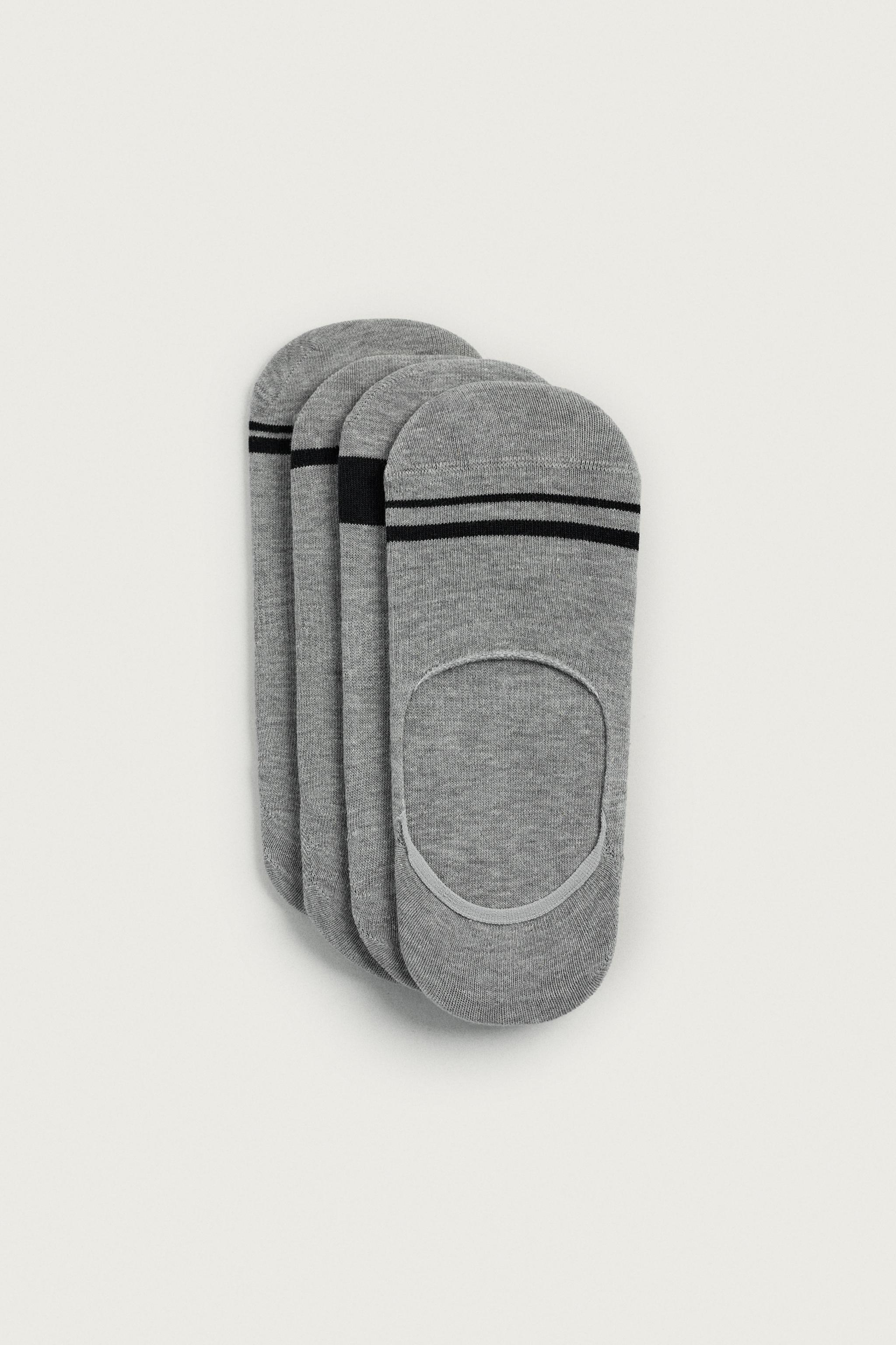 PACK OF 4 STRIPED INVISIBLE SOCKS — Gray