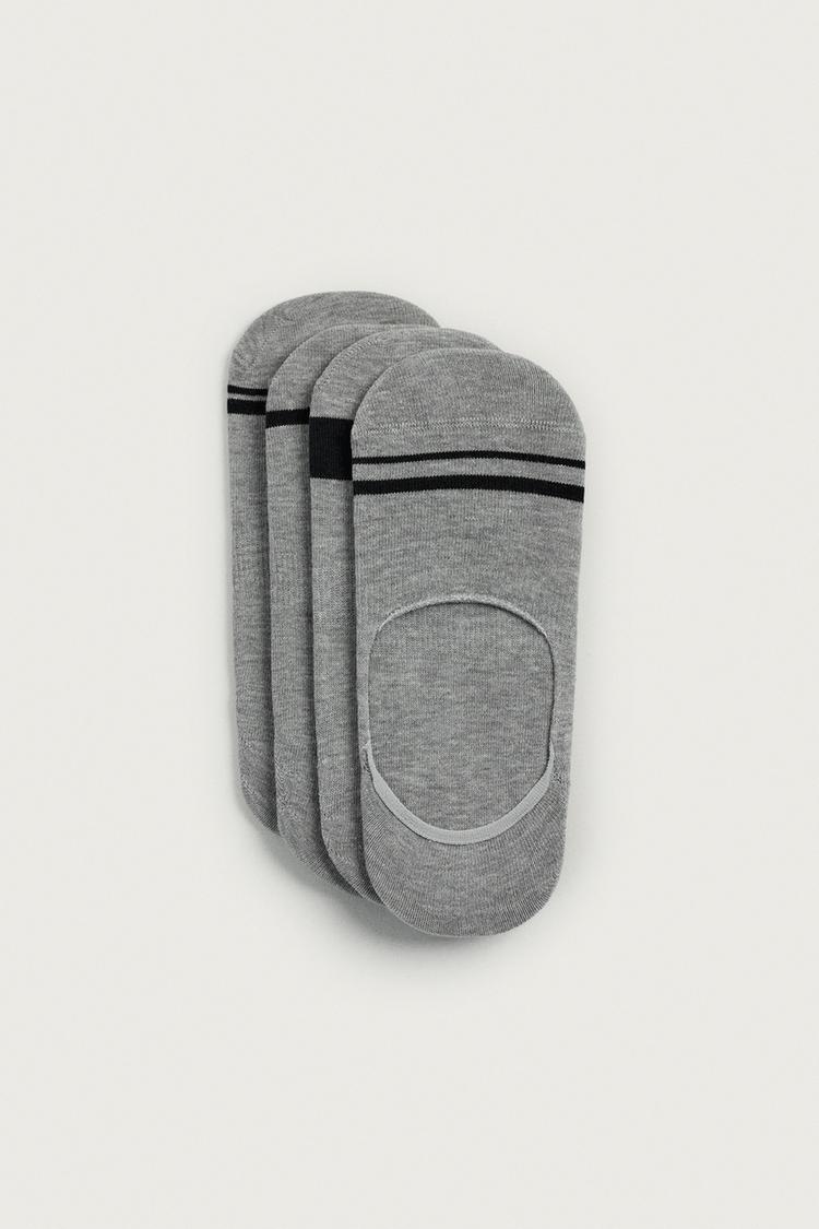 PACK OF 4 STRIPED INVISIBLE SOCKS — Gray