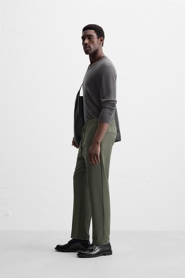 PANTALON CONFORT À TAILLE JOGGING - Kaki foncé de Zara - Image 3