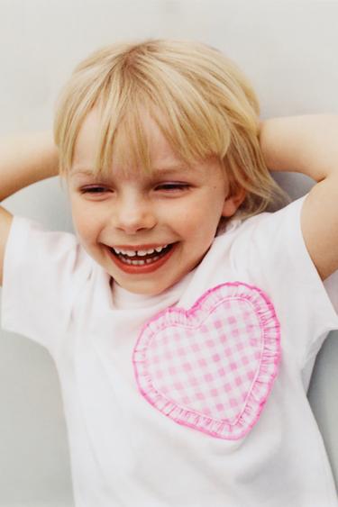PRINTED HEART T-SHIRT - Pale pink by Zara - Image 0