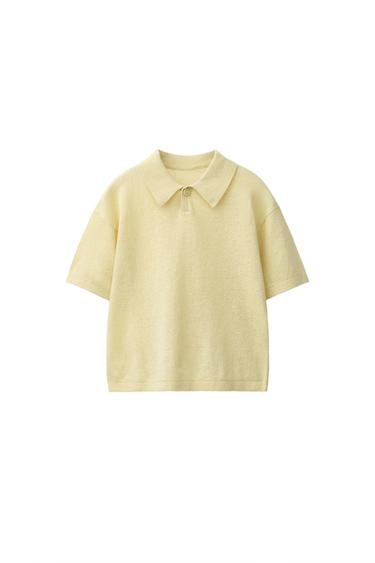 POLO PUNTO ALGODÓN LINO - Amarillo limón de Zara