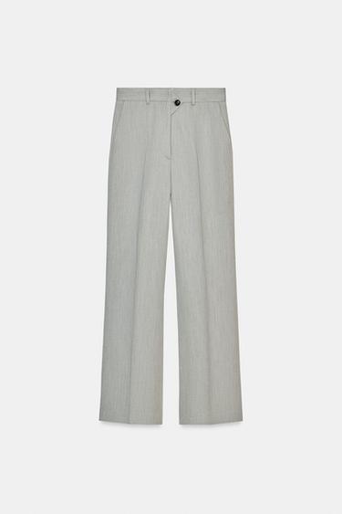 Zara FLARE TEXTURED PANTS ZW COLLECTION - Gray