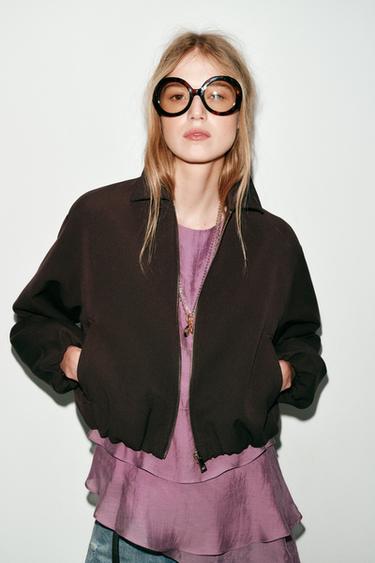 ZIP-UP PUFFBALL JACKET - Brown by Zara
