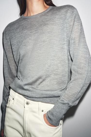 PULL 100 % CACHEMIRE EXTRA-FIN - Gris de Zara