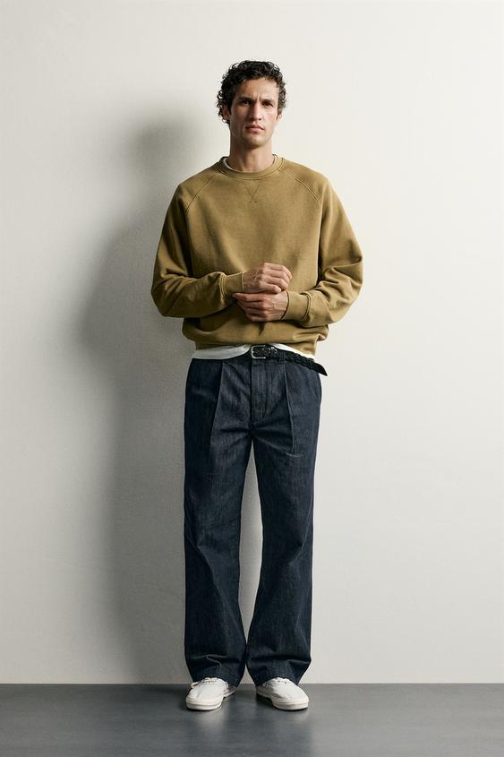 SWEAT CREWNECK REGULAR FIT - Vert olive de Zara - Image 0
