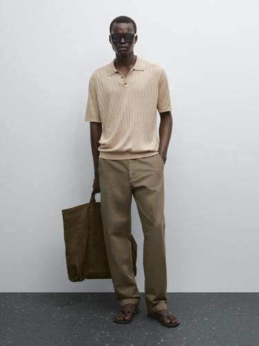 Polo de punto canalé - Beige de Zara