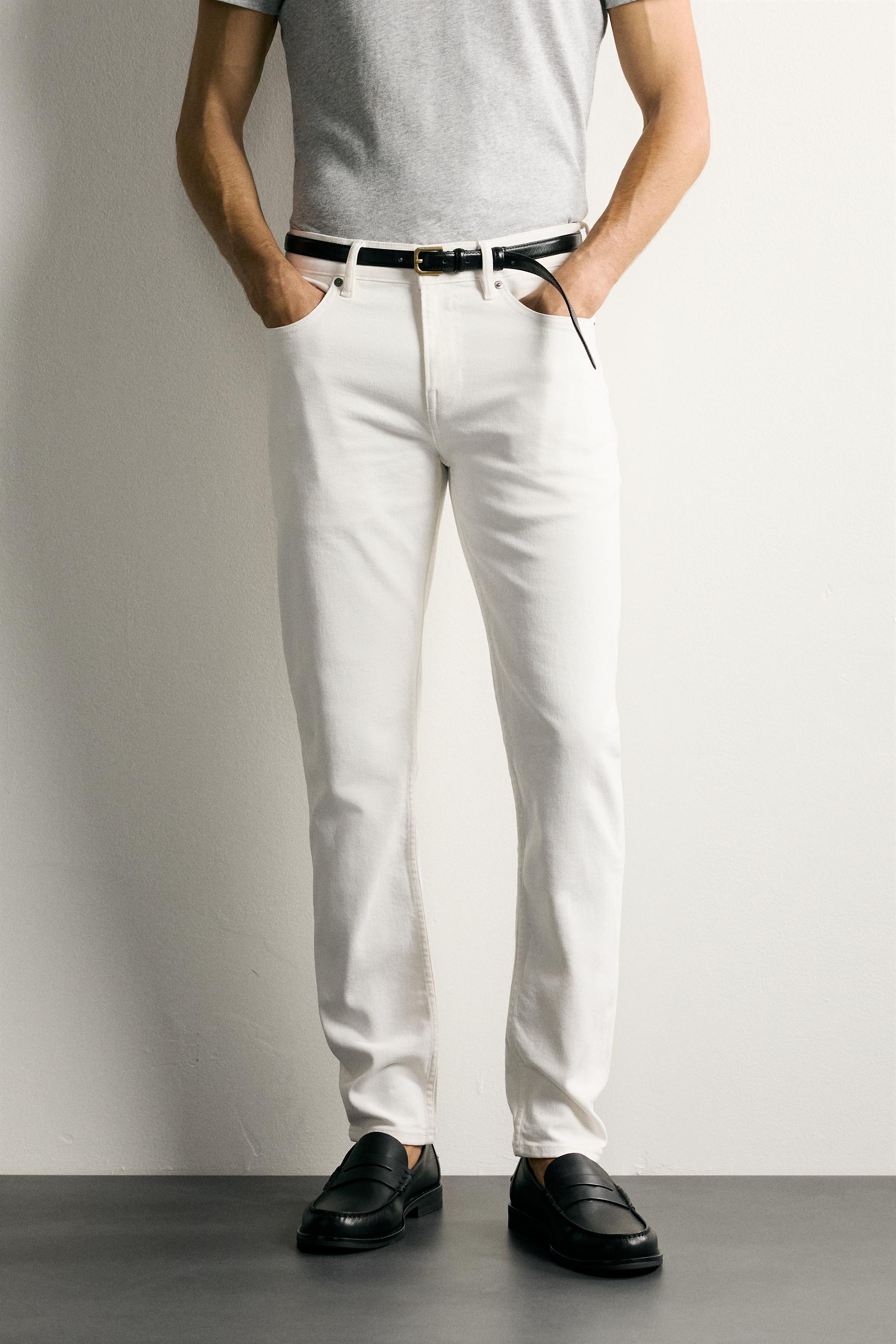 BASIC SLIM FIT JEANS — Oyster-white