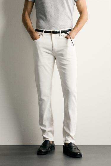 DŽÍNY BASIC SLIM FIT - Špinavě bílá od Zara