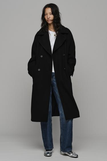ABRIGO OVERSIZE SOFT - Negro de Zara