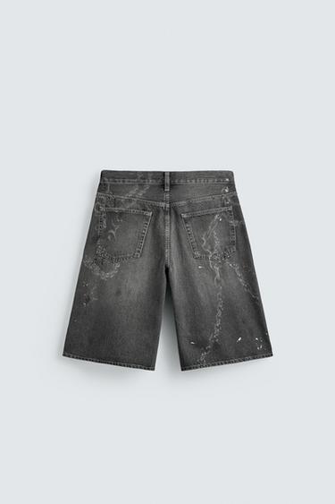 FADED CHAIN-EFFECT DENIM BERMUDA SHORTS - Grey by Zara - Image 7