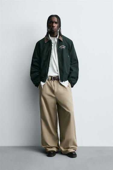 CHINOBUSER I WIDE BAGGY FIT - Beige fra Zara