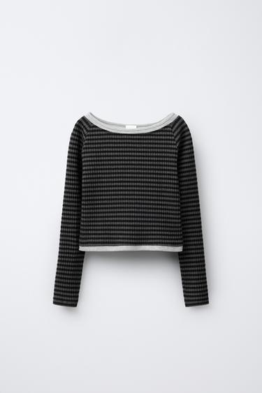 DOUBLE TEXTURE STRIPED T-SHIRT - striped by Zara - Image 0