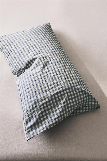 TAIE D’OREILLER COTON VICHY - Bleu de Zara - Image 4