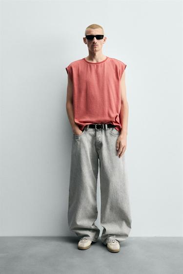 Zara DENIM TANK TOP - Coral