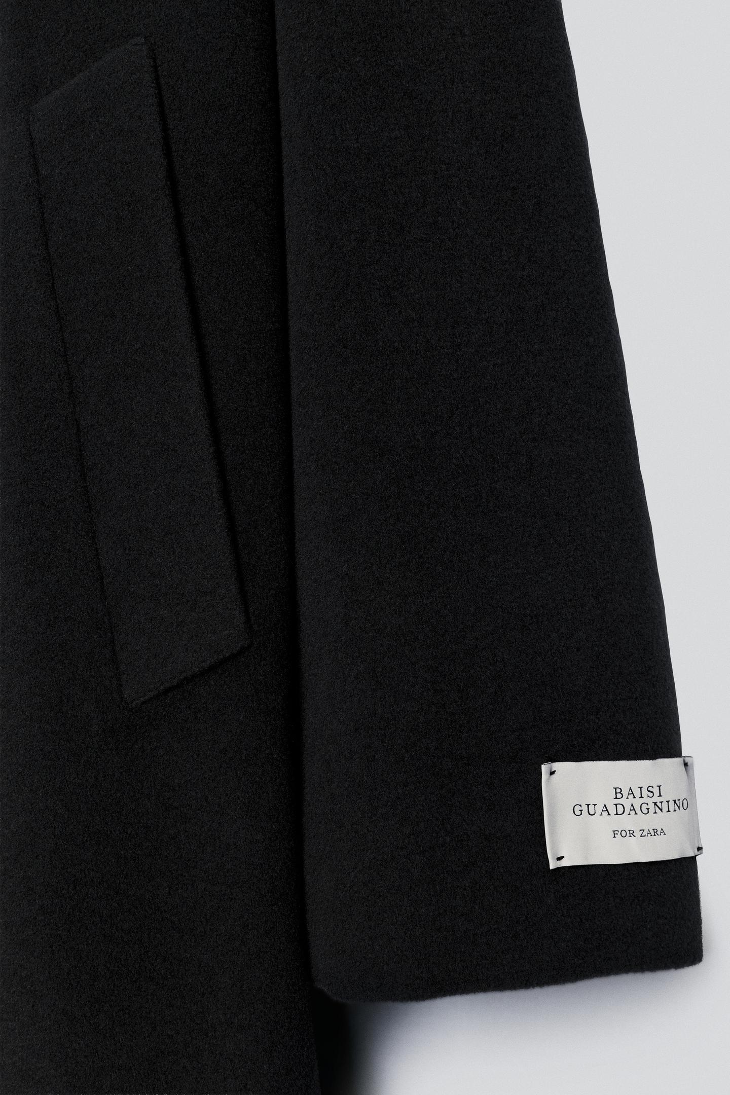 Мужское пальто Zara Contrast Long, цвет: Антрацитовый серый — фото 8