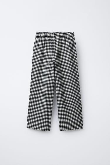 6-14 ANS/ PYJAMA COMBINÉ EN MOLLETON ET CARREAUX VICHY - Noir / Écru de Zara - Image 4