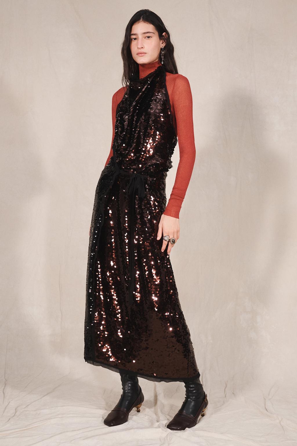 LIMITED EDITION SEQUIN HALTER DRESS