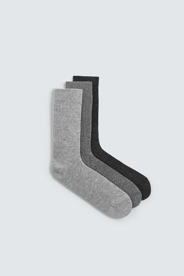 3-PACK OF RIBBED SOCKS - Grey by Zara