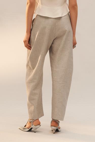 LIMITED EDITION STRIPED LINEN BLEND TROUSERS - striped by Zara - Image 3
