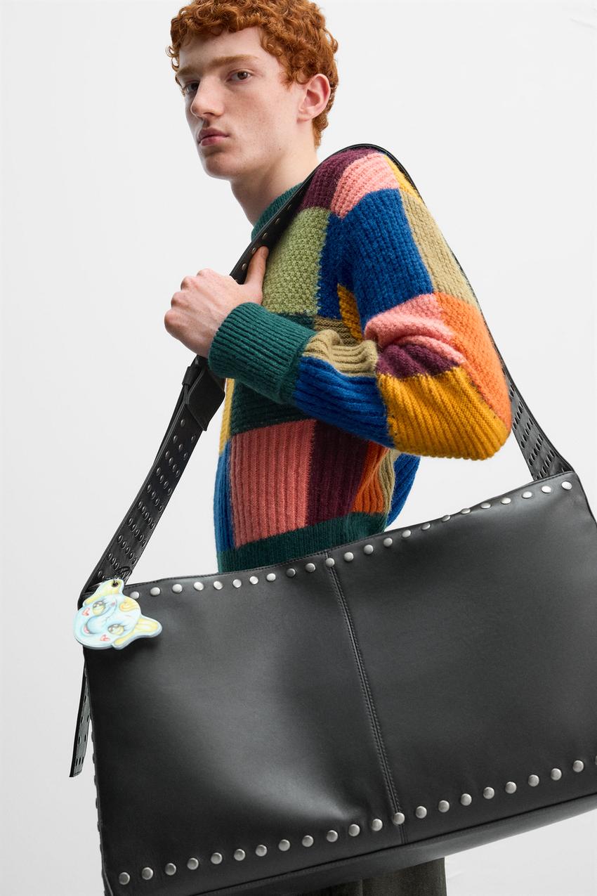 STUDDED LEATHER XL BAG X HARRY LAMBERT - Black | ZARA United States