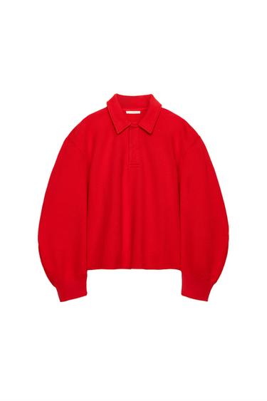 COLLARED SWEATSHIRT - Red by Zara