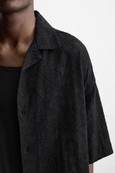RELAXED FIT JACQUARD SHIRT - Black by Zara - Image 5