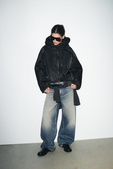 VESTE MATELASSÉE À CAPUCHE DÉPERLANTE ET COUPE-VENT - Noir de Zara - Image 0