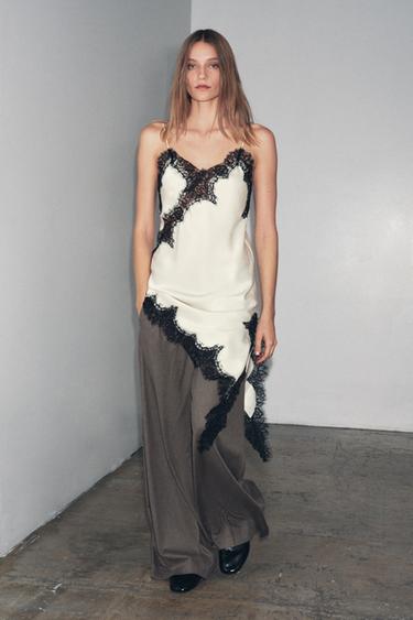 ASYMMETRIC LACE DRESS ZW COLLECTION - Ecru / Black by Zara