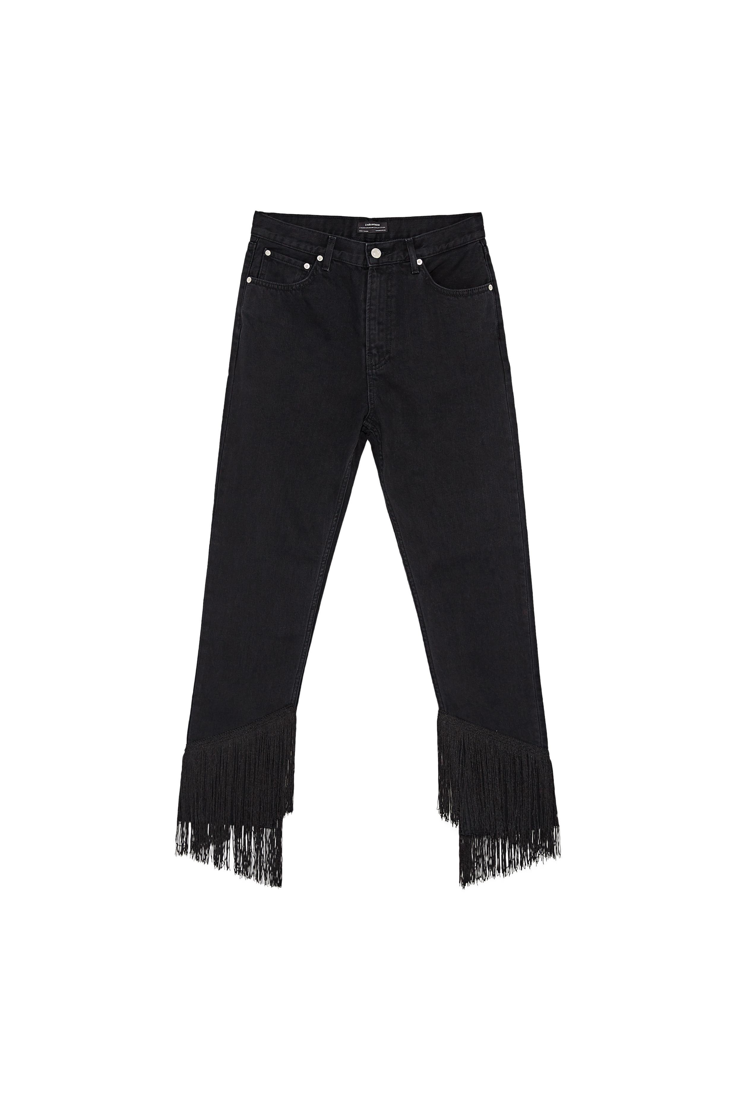 HIGH RISE JEANS WITH FRINGES SECOND HAND | Zara Preowned