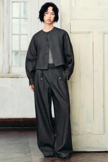 ZW COLLECTION PUFF DENIM BOMBER JACKET - Blue by Zara