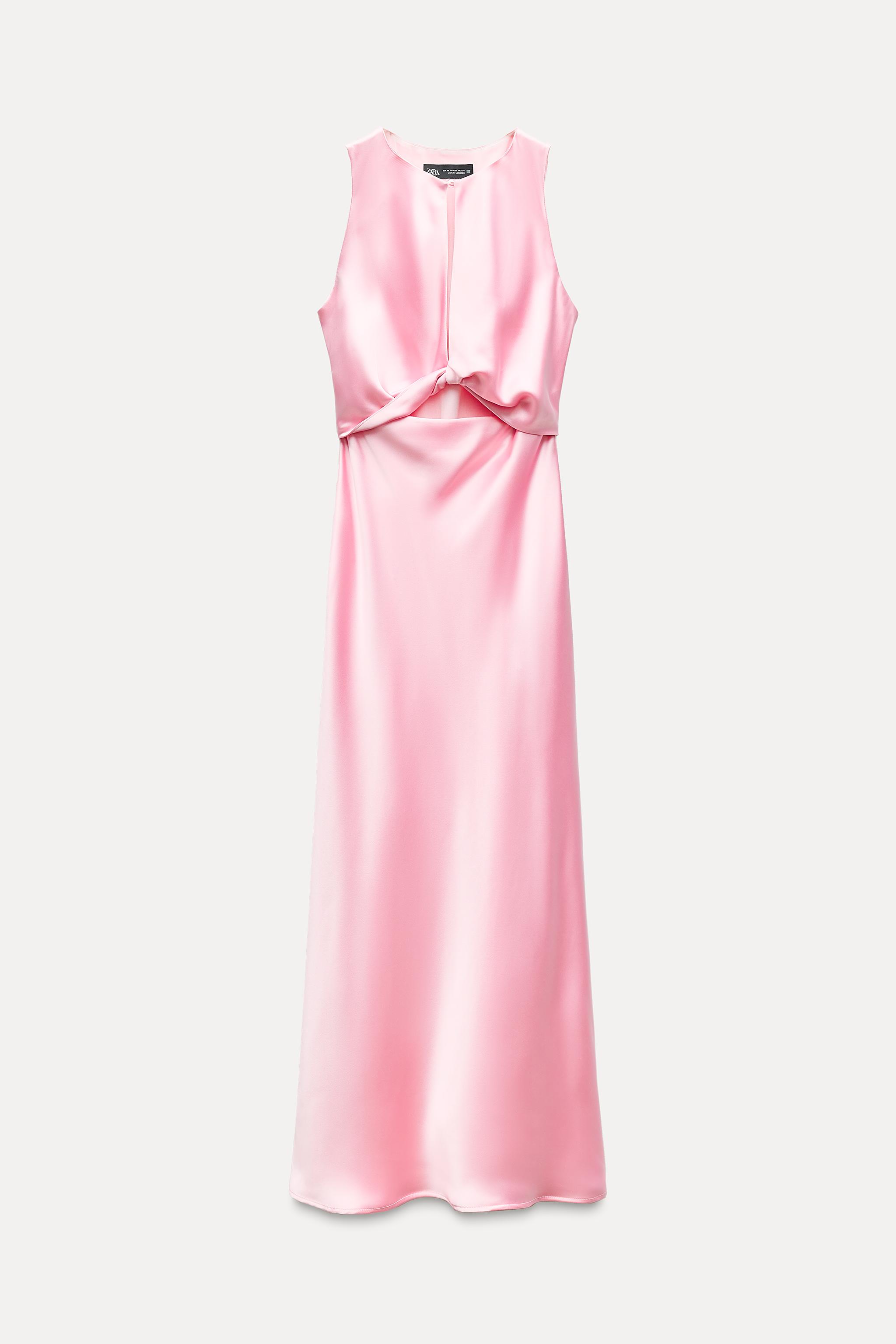 SATIN EFFECT CUT OUT MIDI DRESS - Light pink | ZARA United States