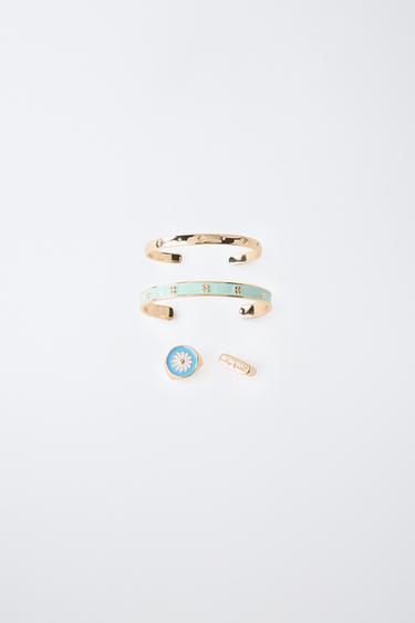 TWO BRACELETS AND TWO RINGS PACK — Golden 1