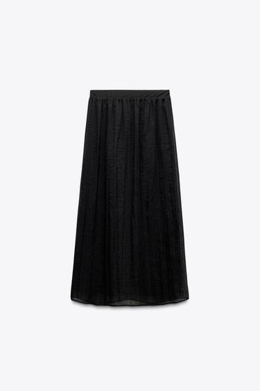 FALDA MIDI EFECTO ARRUGADO - Negro de Zara