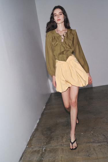 ZW COLLECTION PUFFBALL SKIRT - Yellow by Zara - Image 0