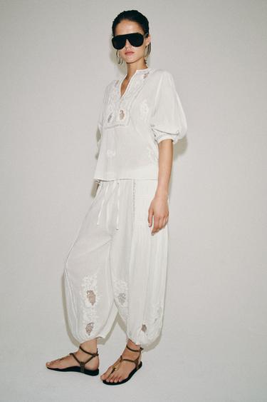 CHEMISE BRODERIES DENTELLE ZW COLLECTION - Blanc de Zara - Image 4
