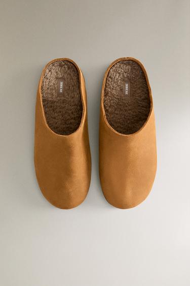 CHAUSSONS OUVERTS À L'ARRIÈRE EN CUIR CHAUD - Marron de Zara - Image 2