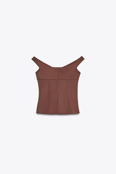 TOP HOMBROS DESCUBIERTOS - Burdeos oscuro de Zara