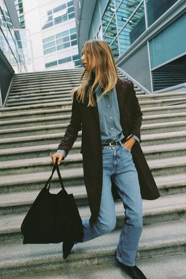 FAUX SUEDE FROCK COAT - chocolate by Zara