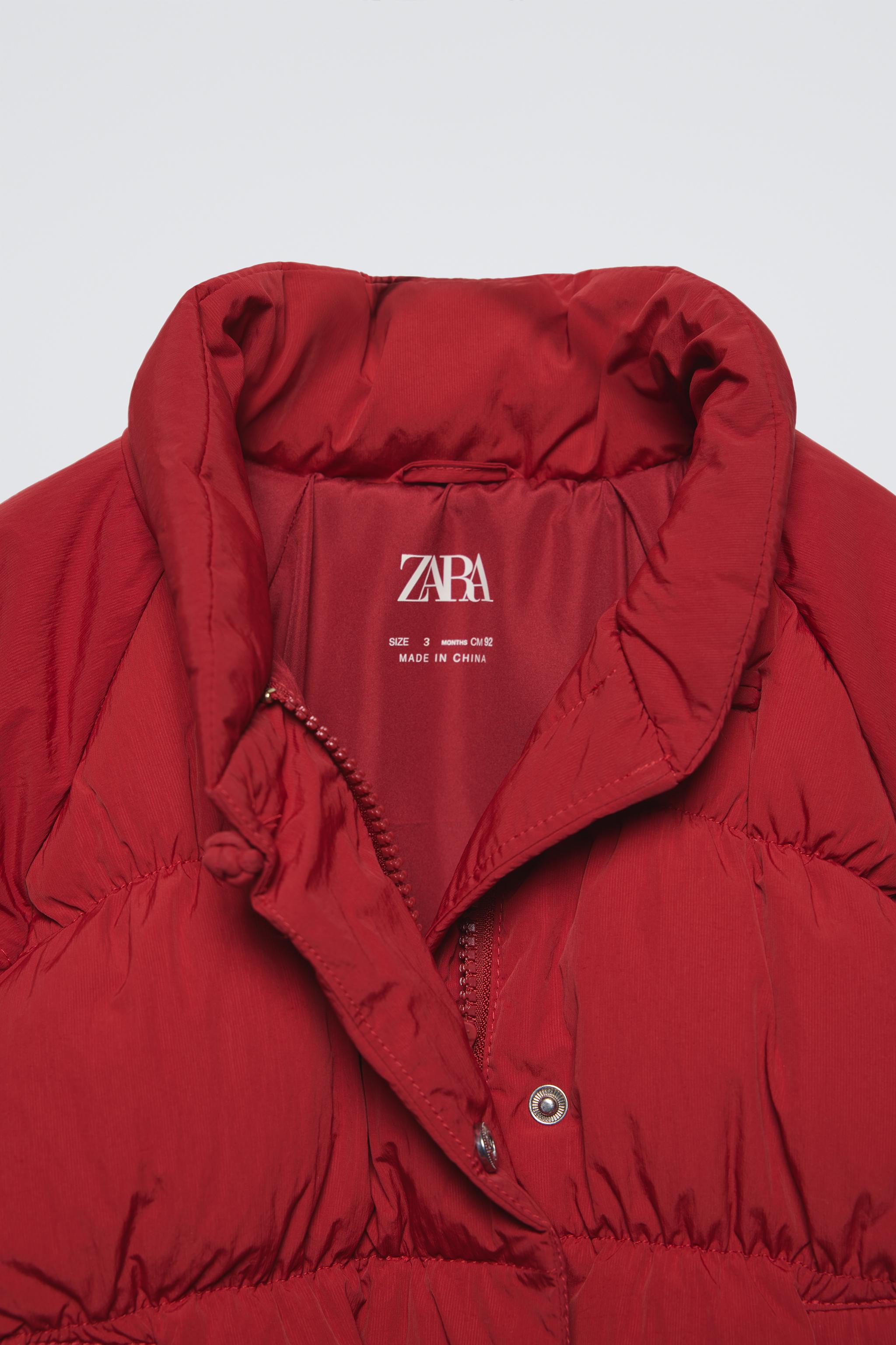 褶皱装饰羽绒服- 红色| ZARA