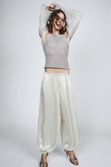 PANTALÓN BOMBACHO FOIL - Plata de Zara