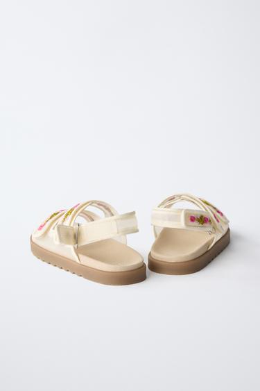 EMBROIDERED SANDALS - Ecru White by Zara - Image 4