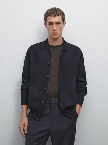 Cardigan 100 % coton - Bleu marine de Zara