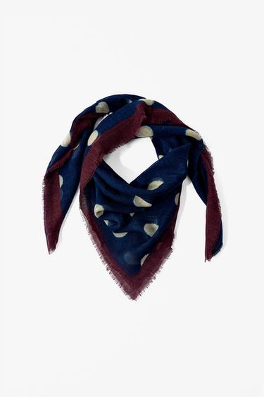 Zara POLKA DOT PRINT SCARF - Bluish