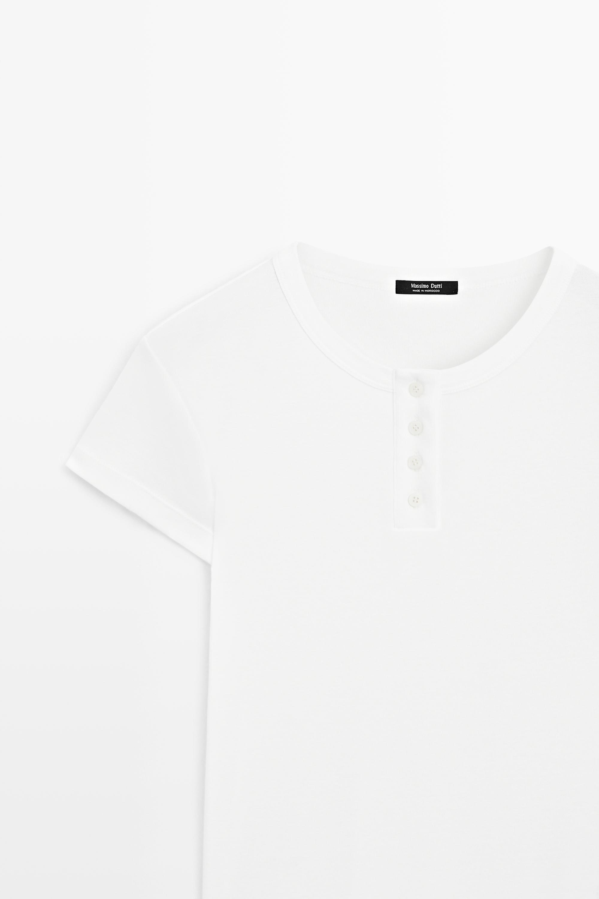 100% cotton short sleeve henley T-shirt