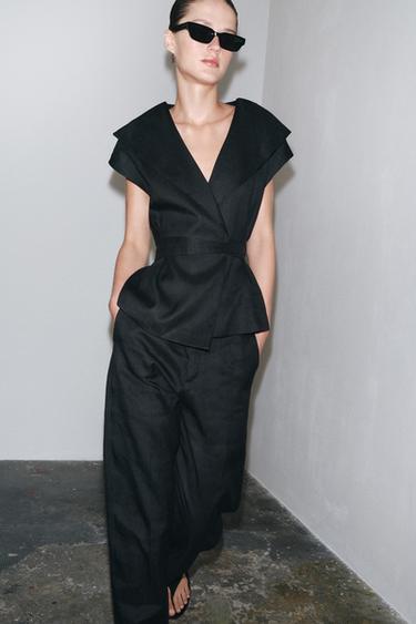 ZW COLLECTION LINEN BLEND WAISTCOAT - Black by Zara - Image 3