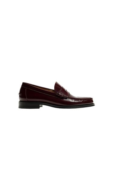 MOCASIN PIEL ANTIFAZ - Rojo Burdeos de Zara