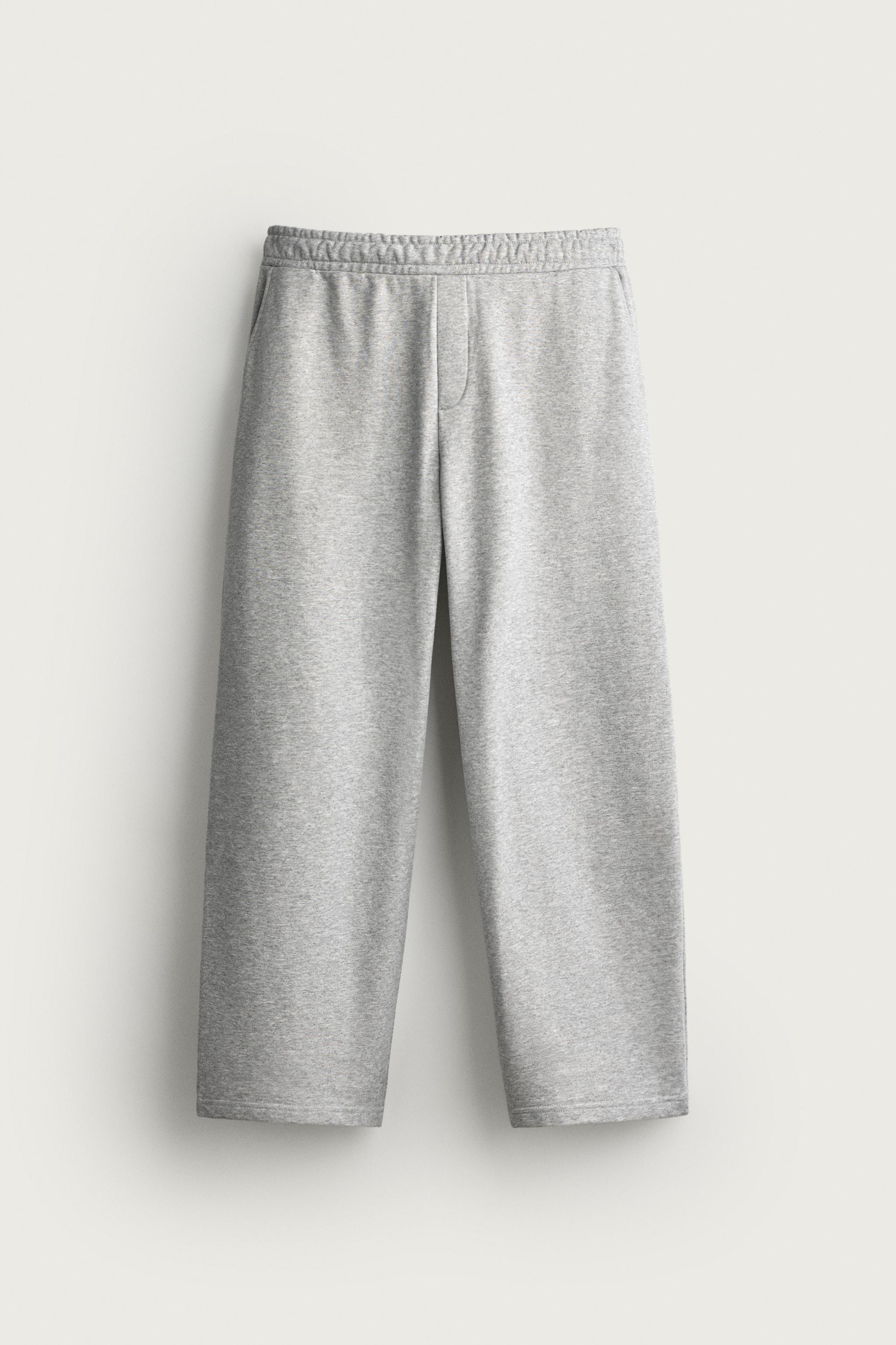 BASIC RELAXED FIT SWEATPANTS — Gray marl