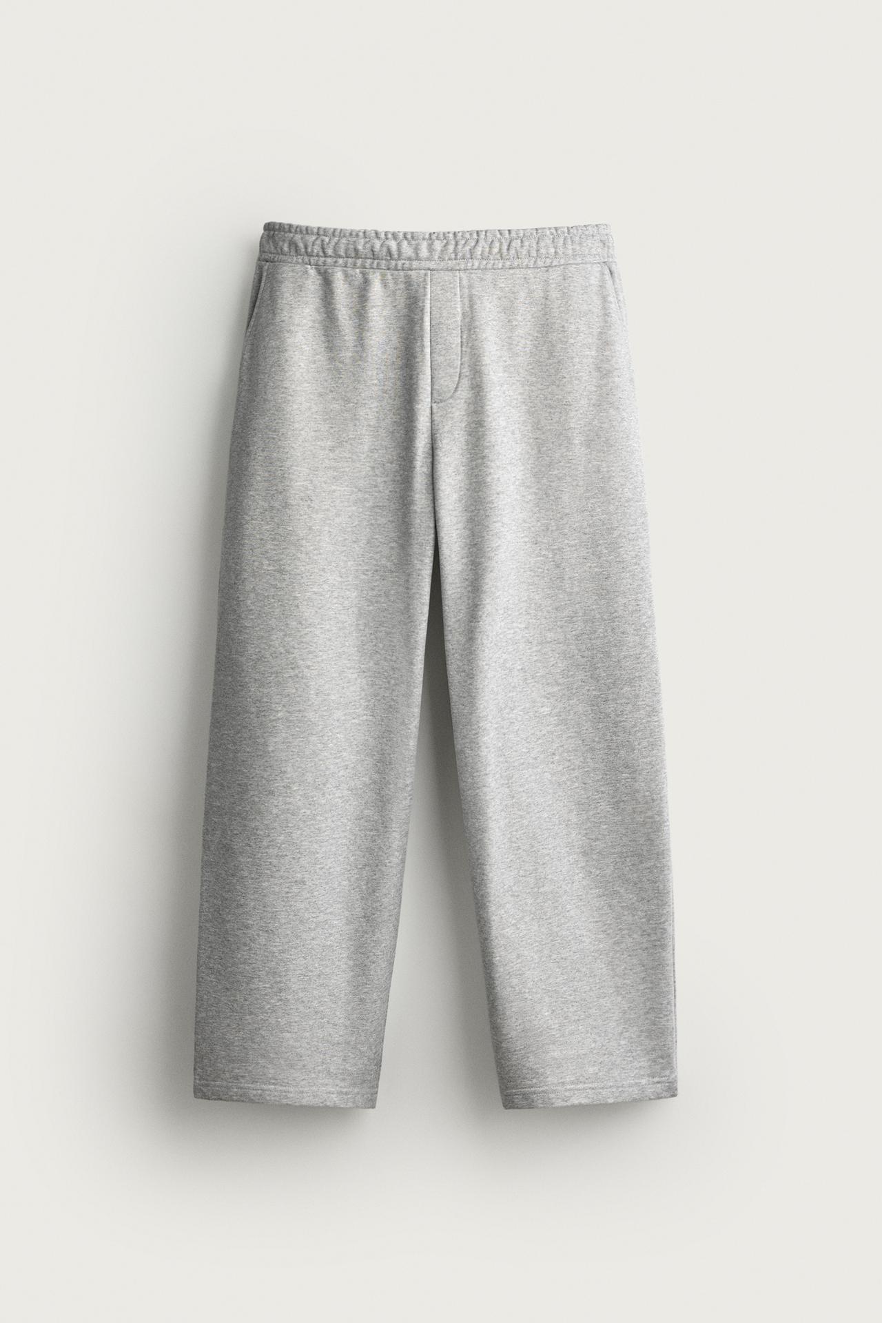 BASIC RELAXED FIT SWEATPANTS — Gray marl