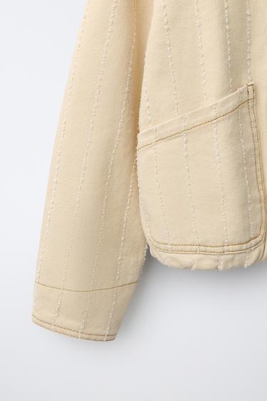 BLOUSON EN SERGÉ EFFRANGÉ - Sable / Chiné de Zara - Image 3