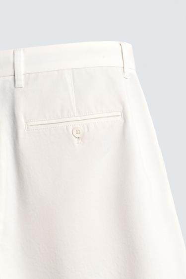 BERMUDA RELAXED FIT À PLIS - Blanc de Zara - Image 9